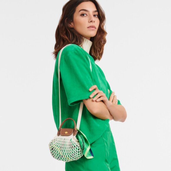 Longchamp Le Pliage Filet XS Mesh Bag, Fisherman Bag, Net Bag, Ecru White Ivory - Picture 4 of 4